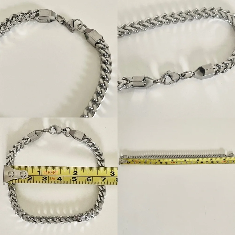 Unisex Silver Tone Lightweight Metal Chain Bracelet 8.25” Inch